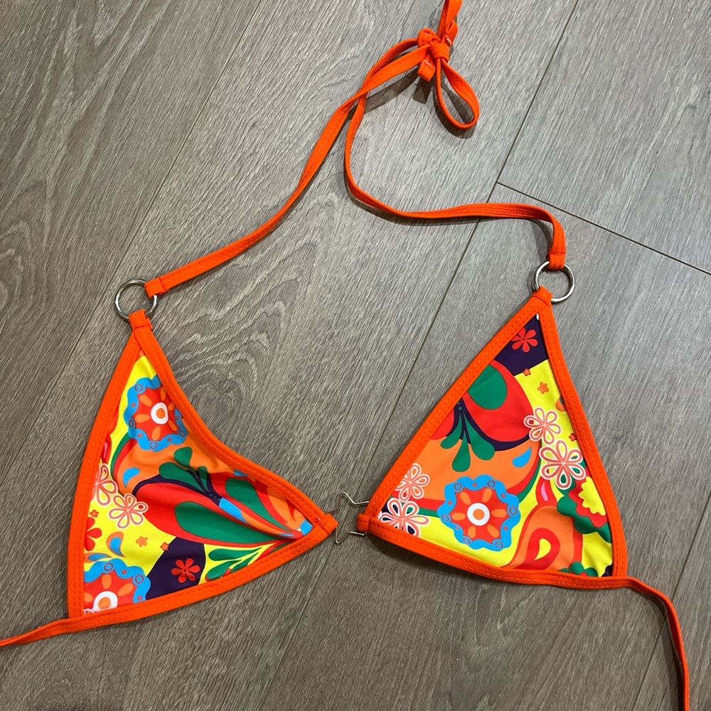 Vibrant Floral Triangle Bikini Top